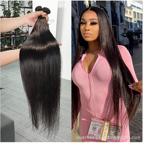 Curlly Cuticul Virgin Human Hair 32Inch 50Inch 3 Bundles Lace Frontal Color Brazilian Hair Bundles For Straight Hair